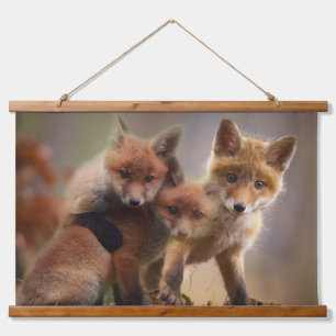 Foxy Triplets Hanging Tapestry