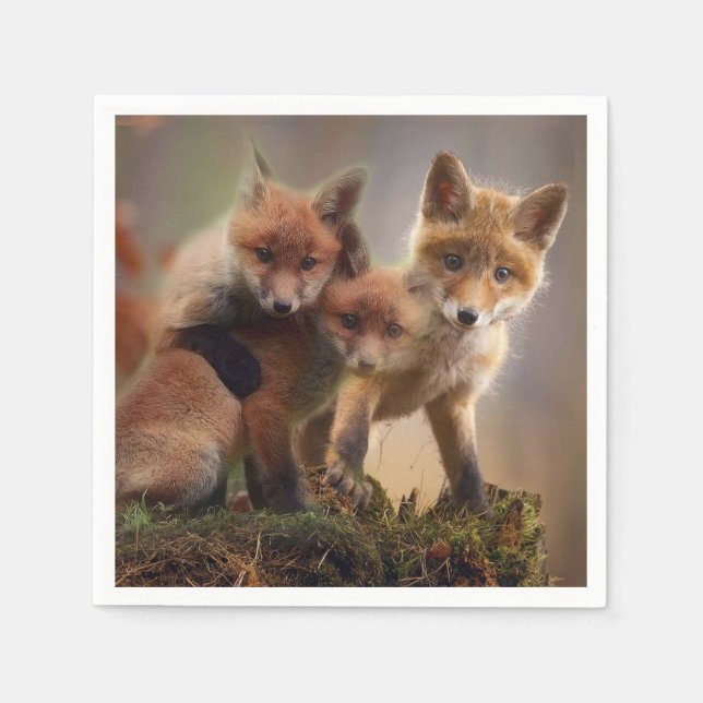 Foxy Triplets Napkin (Front)