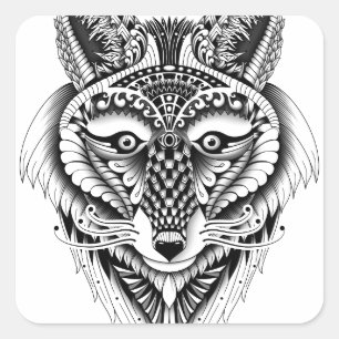 Foxy Wolf Square Sticker