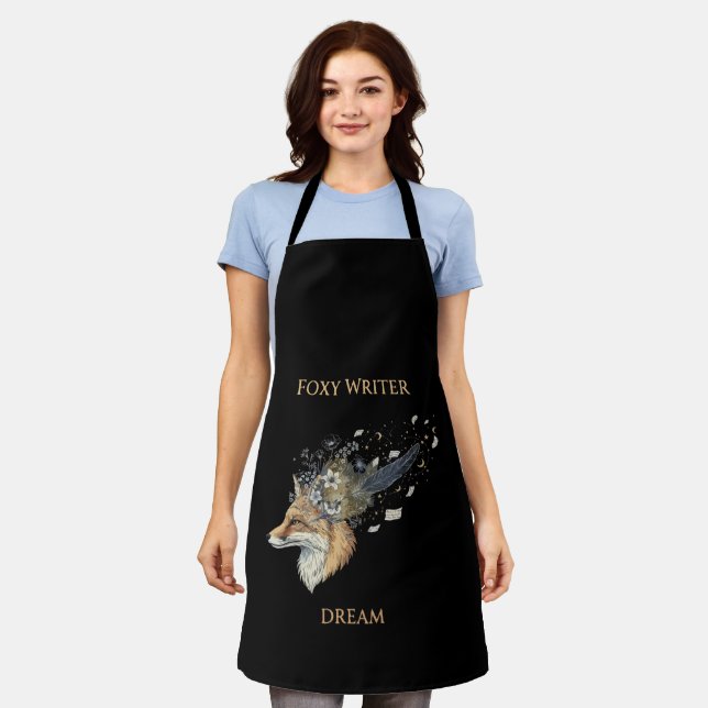 Foxy Writer Celestial Dream | Whimsical Fox & Quil Apron (Worn)