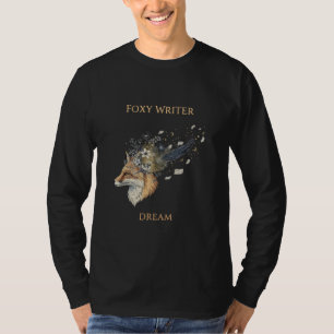 Foxy Writer Celestial Dream Whimsical Fox & Quil T-Shirt