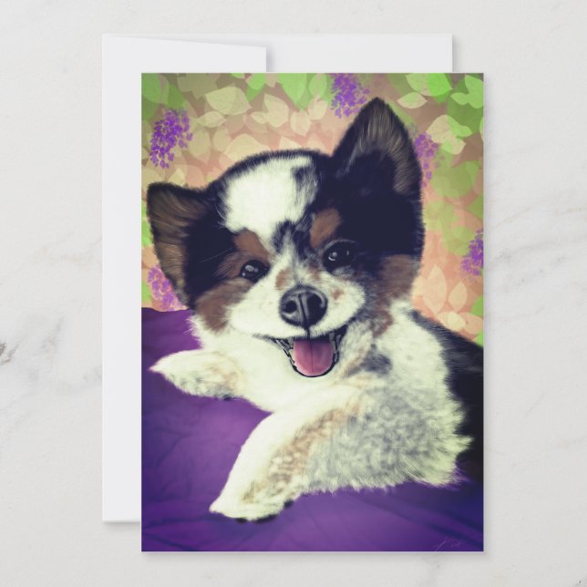 Foxy's Happy Dog Face Holiday Card (Front)