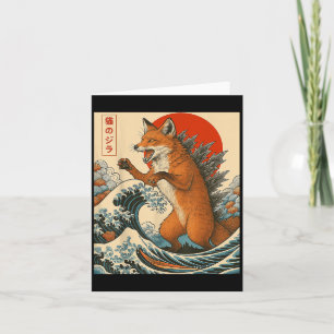 Foxzilla Fox Japanese Art Funny For Men Women Boy  Card