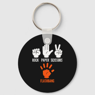 Fps gamer joke rock paper scissors flashbang  key ring