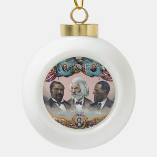 Fr3d3rick Bailey Douglass with Black Abolitionist Ceramic Ball Christmas Ornament