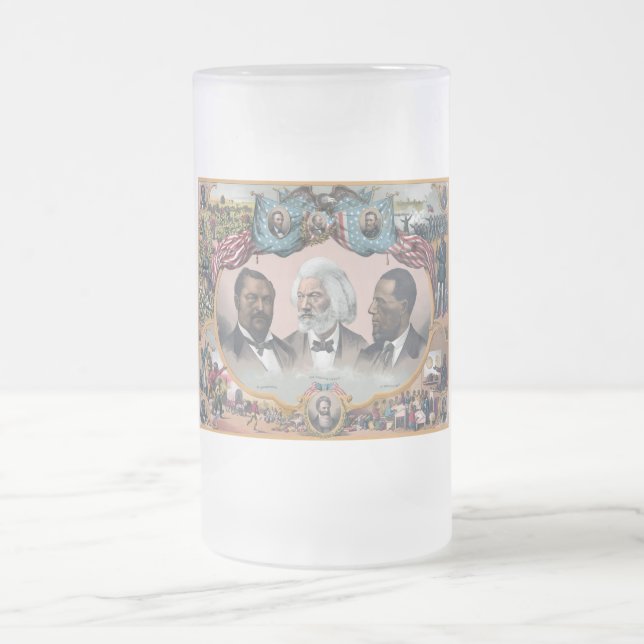 Fr3d3rick Bailey Douglass with Black Abolitionist  Frosted Glass Beer Mug (Center)