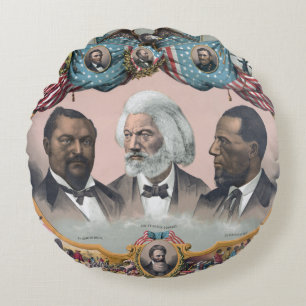 Fr3d3rick Bailey Douglass with Black Abolitionist  Round Cushion