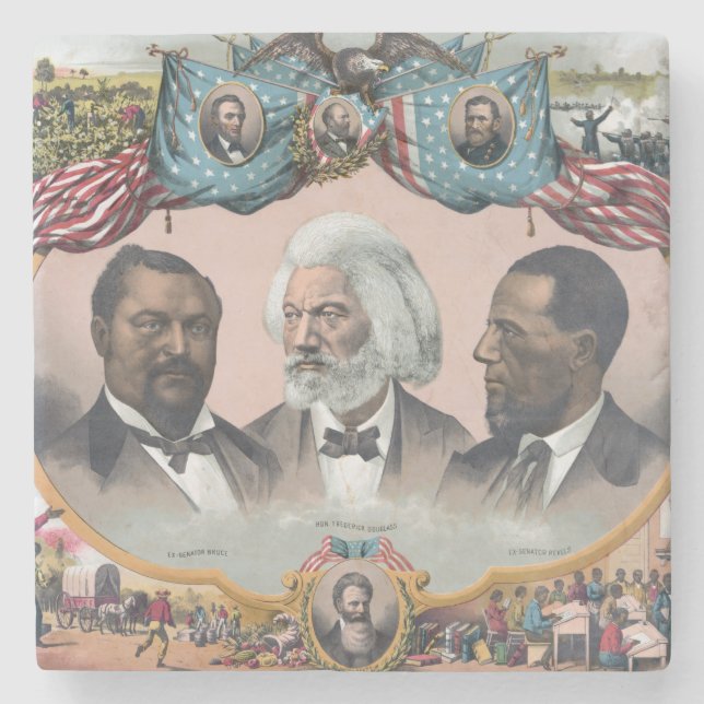 Fr3d3rick Bailey Douglass with Black Abolitionist  Stone Coaster (Front)