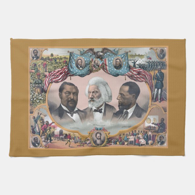 Fr3d3rick Bailey Douglass with Black Abolitionist  Tea Towel (Horizontal)