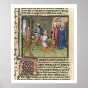 Fr.120 f.522v The Knighting of Lancelot from 'The Poster