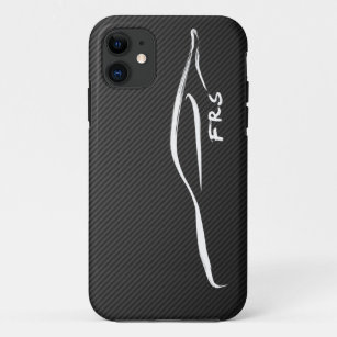 FR-S White Brushstroke on Faux Carbon FIber iPhone 11 Case
