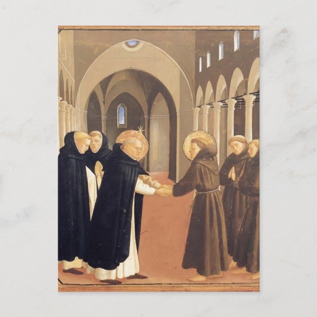 Fra Angelico-Meeting of Sts. Dominic & Francis Postcard (Front)