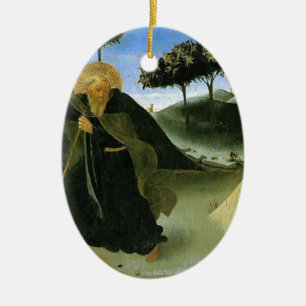 Fra Angelico- St Anthony Tempted by a Lump of Gold Ceramic Tree Decoration
