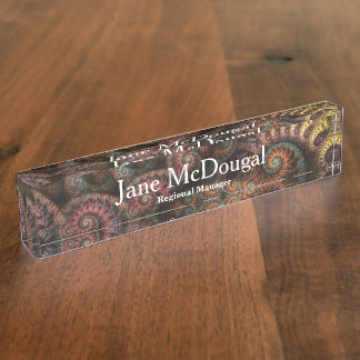 Fractal 04 ~Dark ver.~ Personalised Desk Nameplate