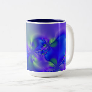 Fractal 44 (blue, green and purple) Two-Tone coffee mug