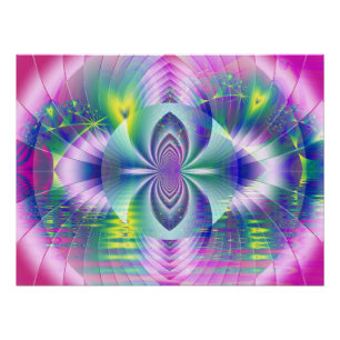 Fractal Abstract Landscape Pastel Psychedelic Art Poster