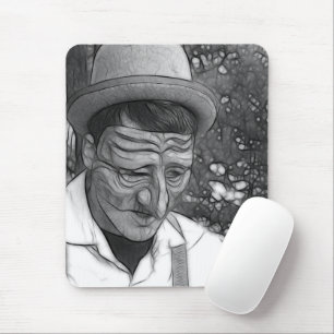 Fractal Abstract of Sad Man Mouse Mat