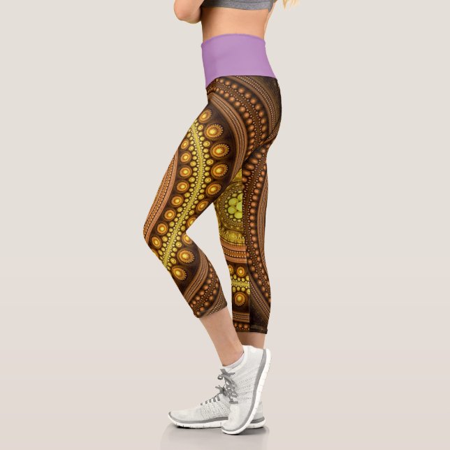 Fractal And Purple  Capri Leggings (Left)