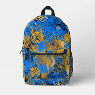 Fractal Art Blue Circles Swirl Mandala Wall Art Printed Backpack