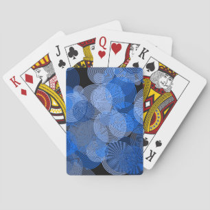 Fractal Art Blue Geometric Circles Swirl Mandala Playing Cards