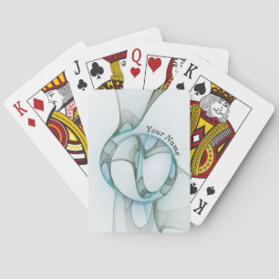 Fractal Art Blue Turquoise Grey Abstract Name Playing Cards