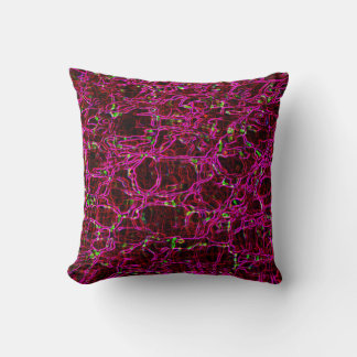 Fractal Art Glowing Edges Modern Art Pink Green Cushion