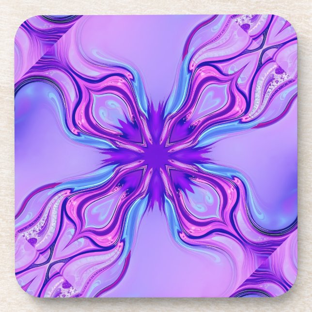 Fractal Art Plastic Coaster Set (Front)