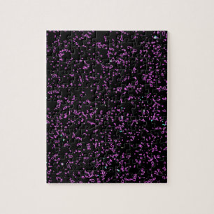 Fractal Art Purple Pink Glitter Patterns Black Jigsaw Puzzle