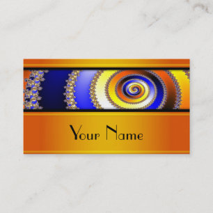 Fractal Art Spiral - blue yellow + your text Business Card