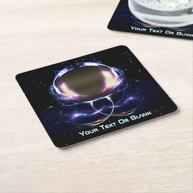 Fractal Astronaut Square Paper Coaster (Angled)
