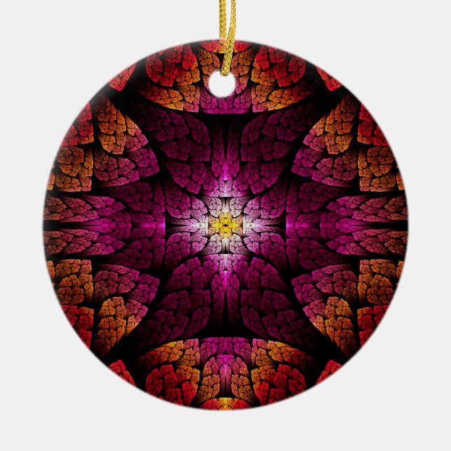 Fractal - Aztec - The all seeing eye Ceramic Tree Decoration (Front)