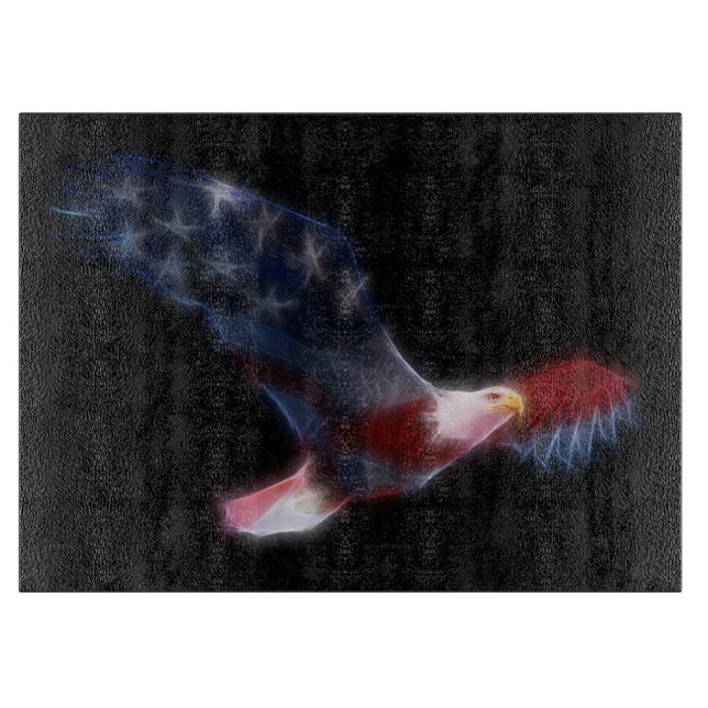 Fractal Bald Eagle Flag Patriotic Cutting Board (Front)