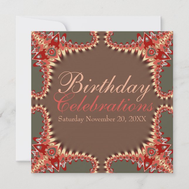 Fractal Birthday Graduation Celebrations Invitatio Invitation (Front)