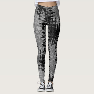 fractal black and white pattern leggings