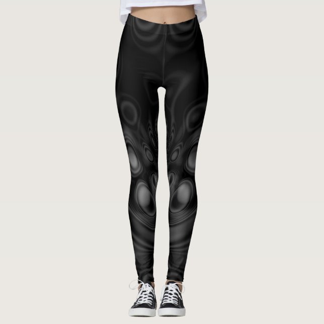 fractal black and white pattern leggings (Front)