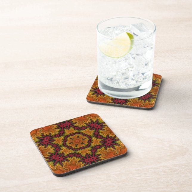 Fractal Bloom in Autumn Hues Coasters (Right Side)