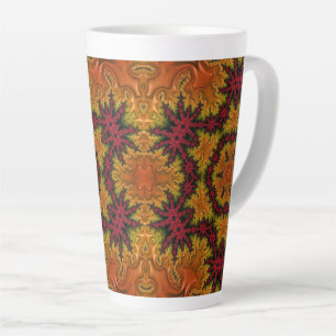 Fractal Bloom in Autumn Hues Latte Mug