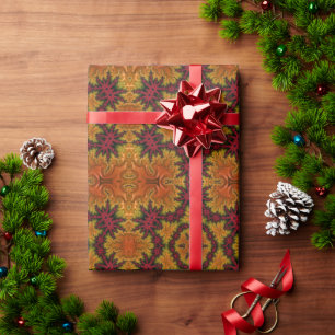 Fractal Bloom in Autumn Hues  Wrapping Paper