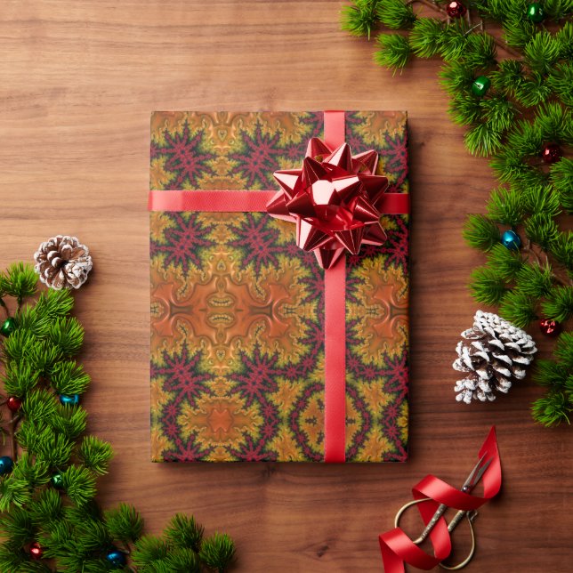 Fractal Bloom in Autumn Hues  Wrapping Paper (Holiday Gift)