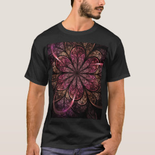 Fractal Bloom: Pink and Gold Fusion T-Shirt