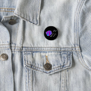 Fractal Blue and Purple Snail Shell 3 Cm Round Badge