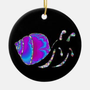 Fractal Blue and Purple Snail Shell Ceramic Tree Decoration