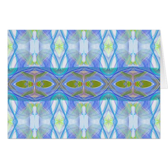 fractal blue ethnic pattern. card