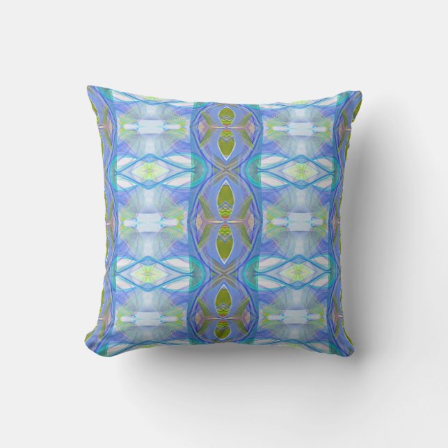 fractal blue ethnic pattern. cushion (Front)