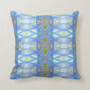 fractal blue ethnic pattern. cushion