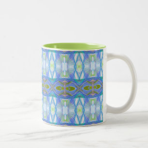fractal blue ethnic pattern. Two-Tone coffee mug