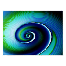 Fractal Blue Green Spiral Abstract Art