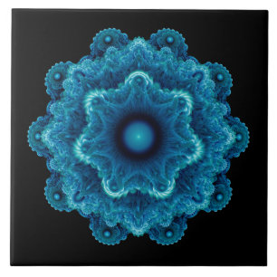 Fractal blue ornament tile