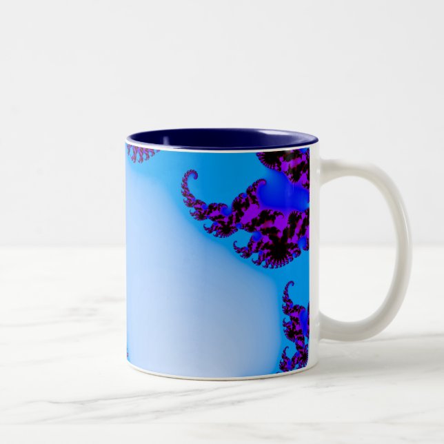Fractal blue Two-Tone coffee mug (Right)