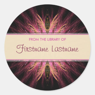 Fractal Bookplate : Pink & Orange Sticker
